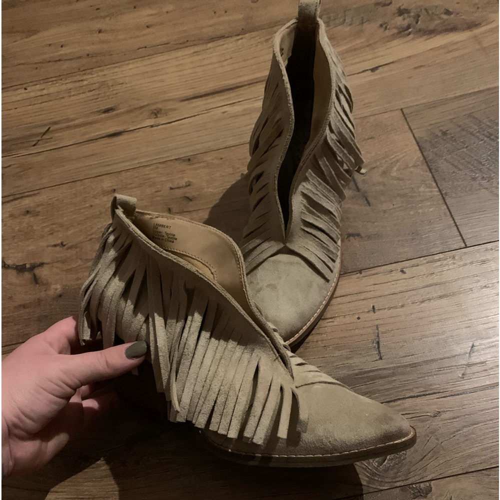 Cream Fringe Booties